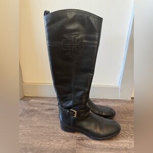 Tory Burch Black Leather Riding Boots - Classic Timeless Style